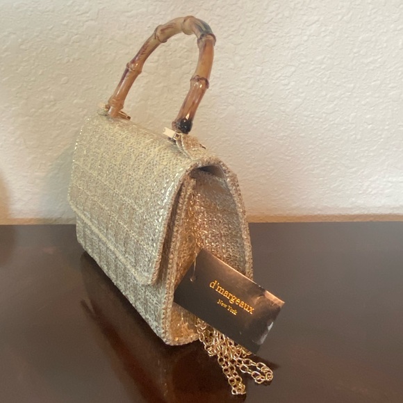 Fabulous D’margeaux New York Crossbody/Tote Gold Convertible Bamboo handles NWT - Picture 10 of 16